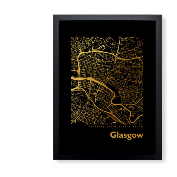 Brayden Studio Glasgow Map Single Picture Frame Graphic Art Wayfair